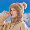 Вязаная шапка женская ветрозащитная утепленная конструкция мягкая флисовая подкладка 3-в-1 зимняя теплая шапка для приключений на открытом воздухе катания на лыжах пеших походов головной убор