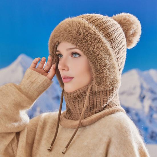 Вязаная шапка женская ветрозащитная утепленная конструкция мягкая флисовая подкладка 3-в-1 зимняя теплая шапка для приключений на открытом воздухе катания на лыжах пеших походов головной убор