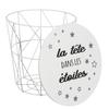 Les Trésors De Lily [A2264] - Wooden Metal Wire Storage 'Head In the Stars' White Gray - 30x30x30 Cm