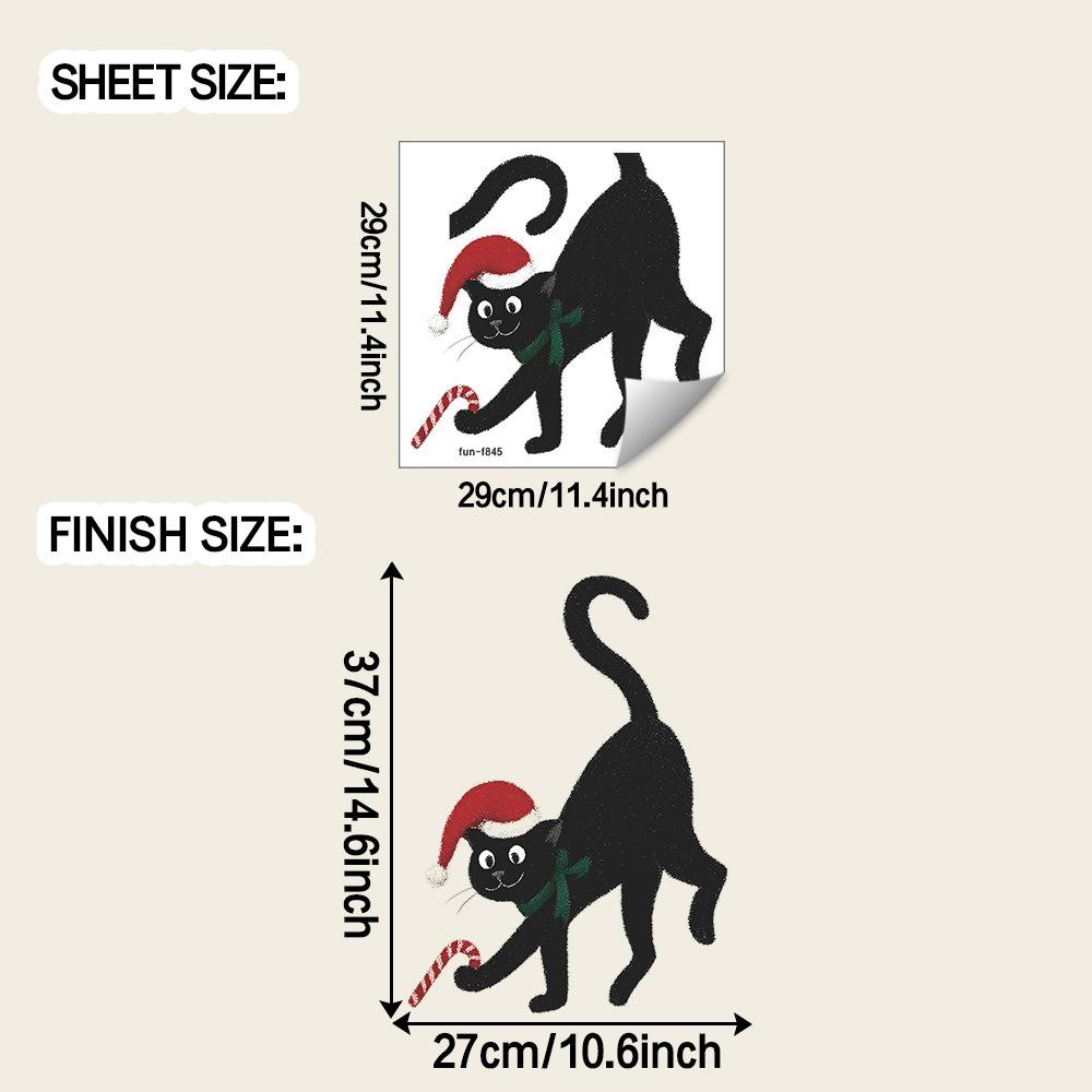 Персонализированные наклейки на стену для украшения дома и праздника с черными кошками в рождественских шляпах
