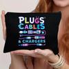 New Canvas Charger Storage Pouch Print Design Large Capacity Cable Organizer Bag Zipper Closure Electronics Bag for Office Desk