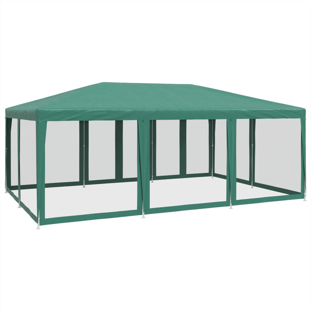 Party Tent with 10 Mesh Side Panels Green 6x4 m HDPE