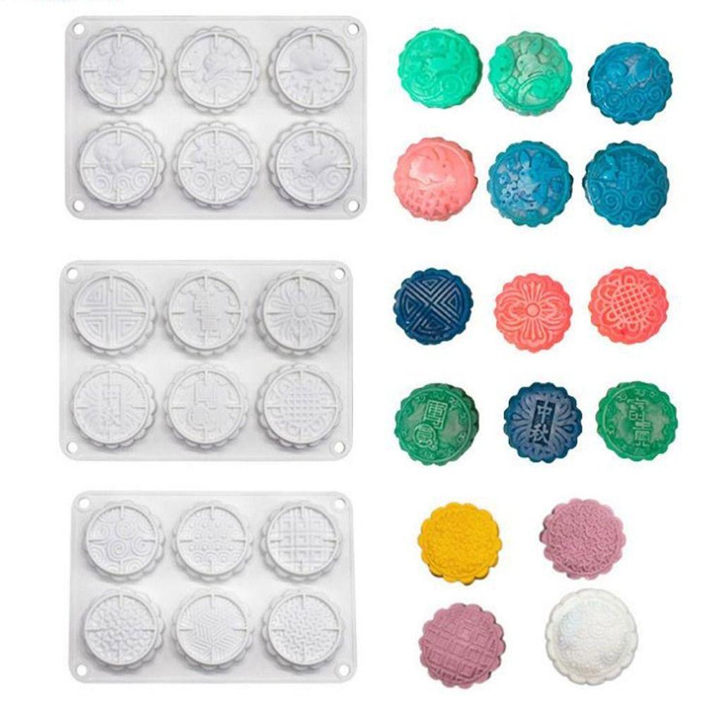 Chinese Style 6 Holes Mooncake Mold 3D Mung Bean Mold Creative Cookie Mold Baking Tool