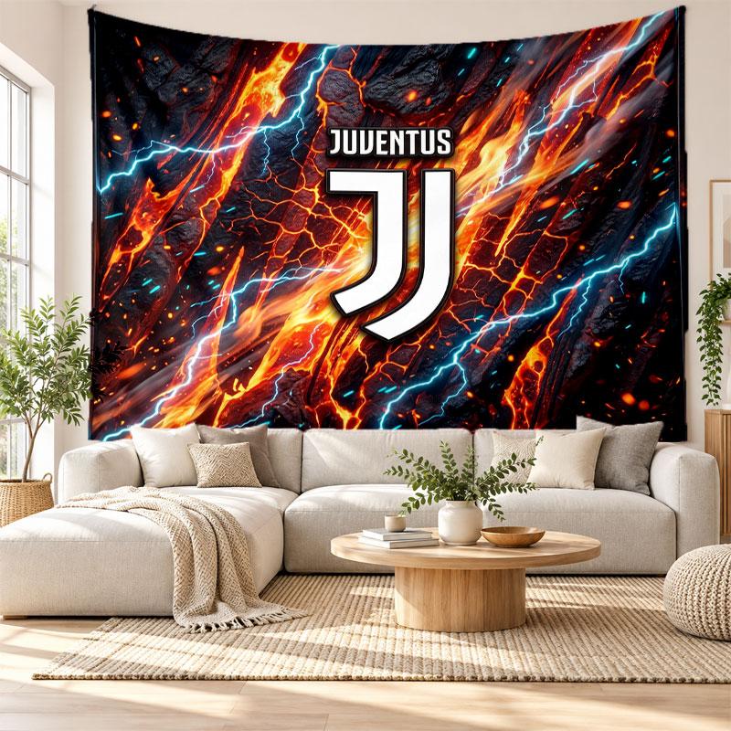 Juventus FC Wall Tapestry, Soft Fabric Wall Hanging, Decorative Backdrop For Bedroom Home Wall Art