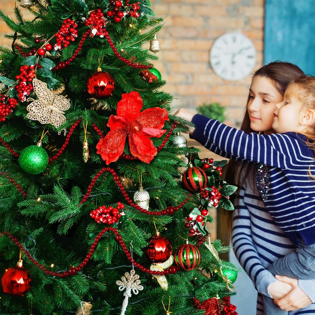Рождественские деревянные бусины Рождественская гирлянда из бисера Круглая гирлянда из бисера для рукоделия Винтажные деревянные бусины для рождественских украшений