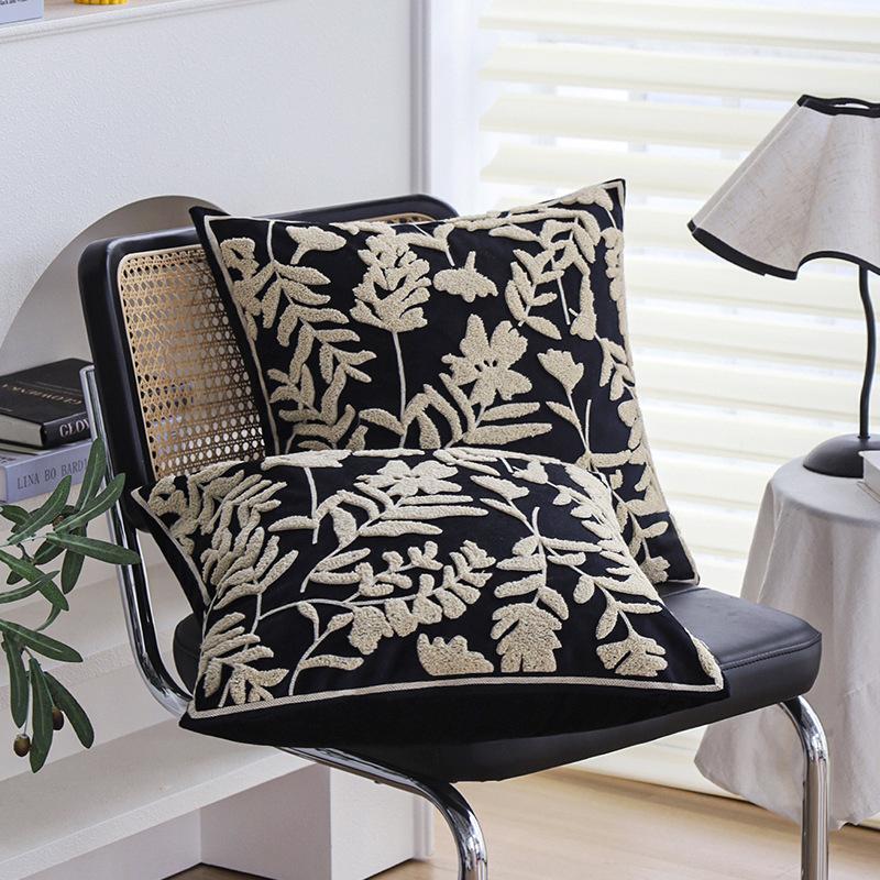 Подушка класса люкс, Подушка, Подушка для спины, Бархатное полотенце, Вышитая наволочка с высококлассным цветочным узором, Домашнее мягкое украшение
