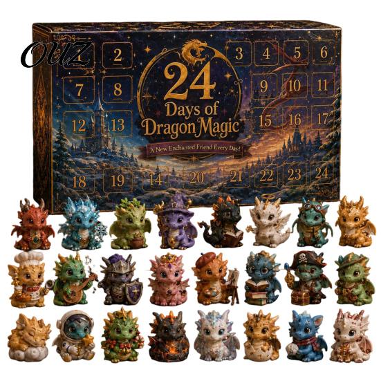 Dragon Souvenir Ornament Christmas Countdown Calendar, with 24 Acrylic Decorations, Days Xmas Advent Calendar Gift Box, Holiday for Lovers Decorations