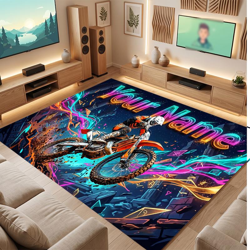 Fantasy Magic Theme Soft Crystal Velvet Rug Custom Name & Text Print Non Slip Floor Rug for Bedroom Living Room