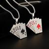 Мужская Женская Хип-Хоп Рок Подвеска Ожерелье Игральная Карта Блестящий Ice Out Инкрустированный Циркон Мода Пара Циркон Подарки