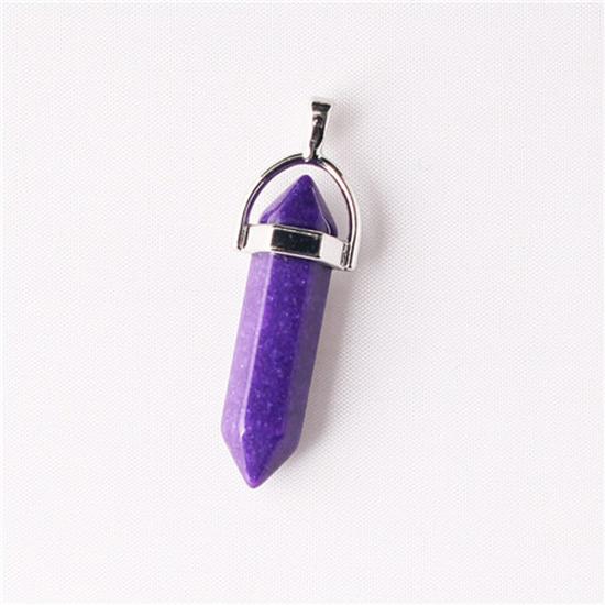 Hexagonal Agate Bullet Quartz Crystal Pendant Necklace