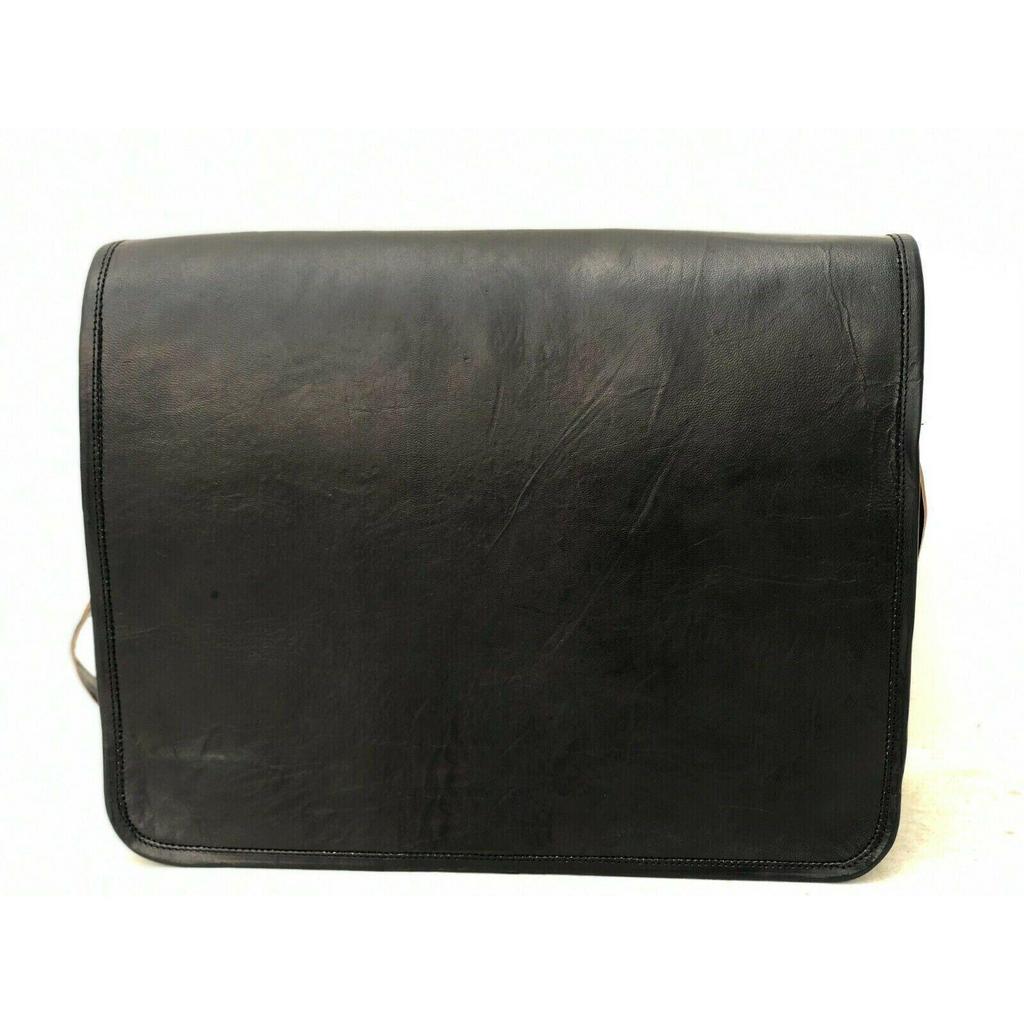 Мужская сумка через плечо из натуральной козьей кожи, винтажная черная сумка для ноутбука, портфель