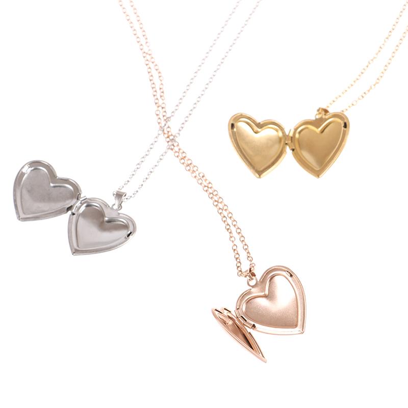 Love Heart Locket Pendants For Women Men Openable Photo Frame Picture Necklace