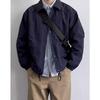 Men's Japanese Retro Loose-Fit Coach Jacket - Turn-Down Collar, Versatile Solid Color, Simple Spring/Autumn Workwear, Trendy Uniform Style.