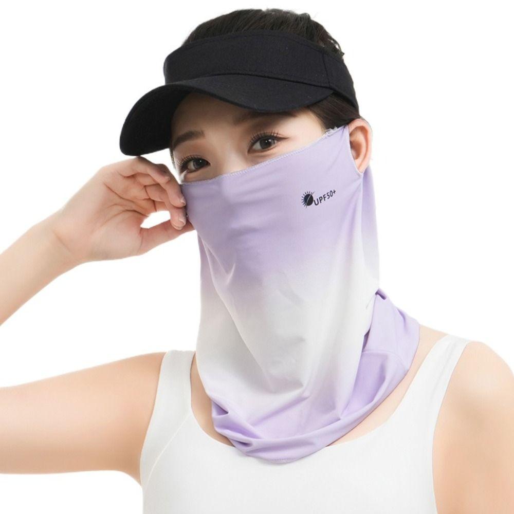 Letter Sunscreen Face Veil Breathable Neckline Face Cover Thin Summer Ice Silk Face Mask Hiking