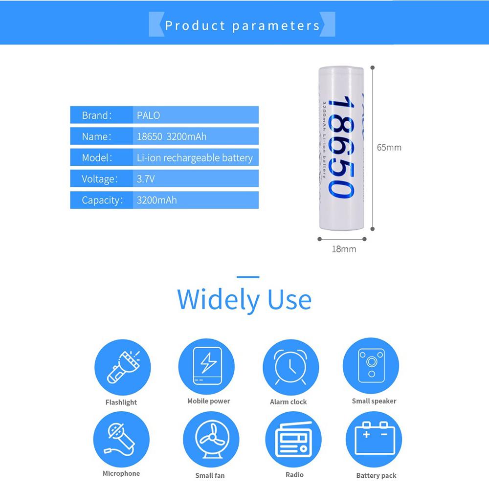 PALO Оригинальный 3,7 В 18650 аккумулятор 3200 мАч NCR18650 литий-ионный аккумулятор 17A для фонарика электрический игрушечный дрон аккумулятор