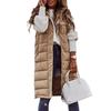Women Winter Vest Coat Padded Solid Color Sleeveless Hooded Drawstring Single-breasted Mid Length