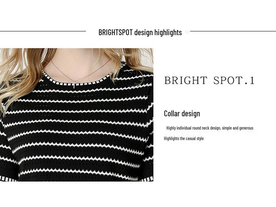 Spring/Summer Knitted A-line Dress: Breathable Striped Cutout Design for Everyday Wear