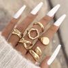 6Pcs/Set Silver Color Geometric Irregular Open Rings Set for Women Personality Metal Hollow Circular Rings Trendy Jewelry Gifts
