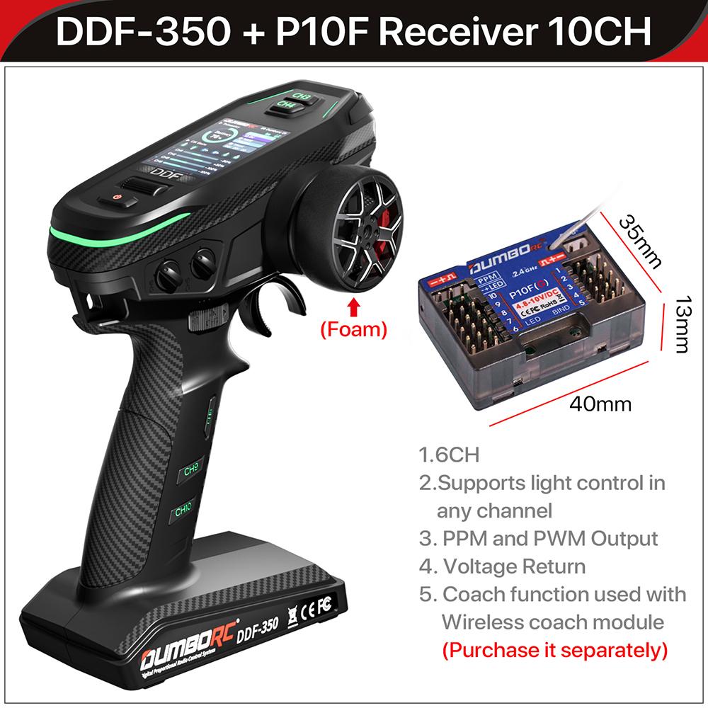 DUMBORC 2.4G 10-канальный цифровой радиопульт управления DDF-350 передатчик с приемником для радиоуправляемой машины, лодки, танка, ЖК-дисплей, система FHSS