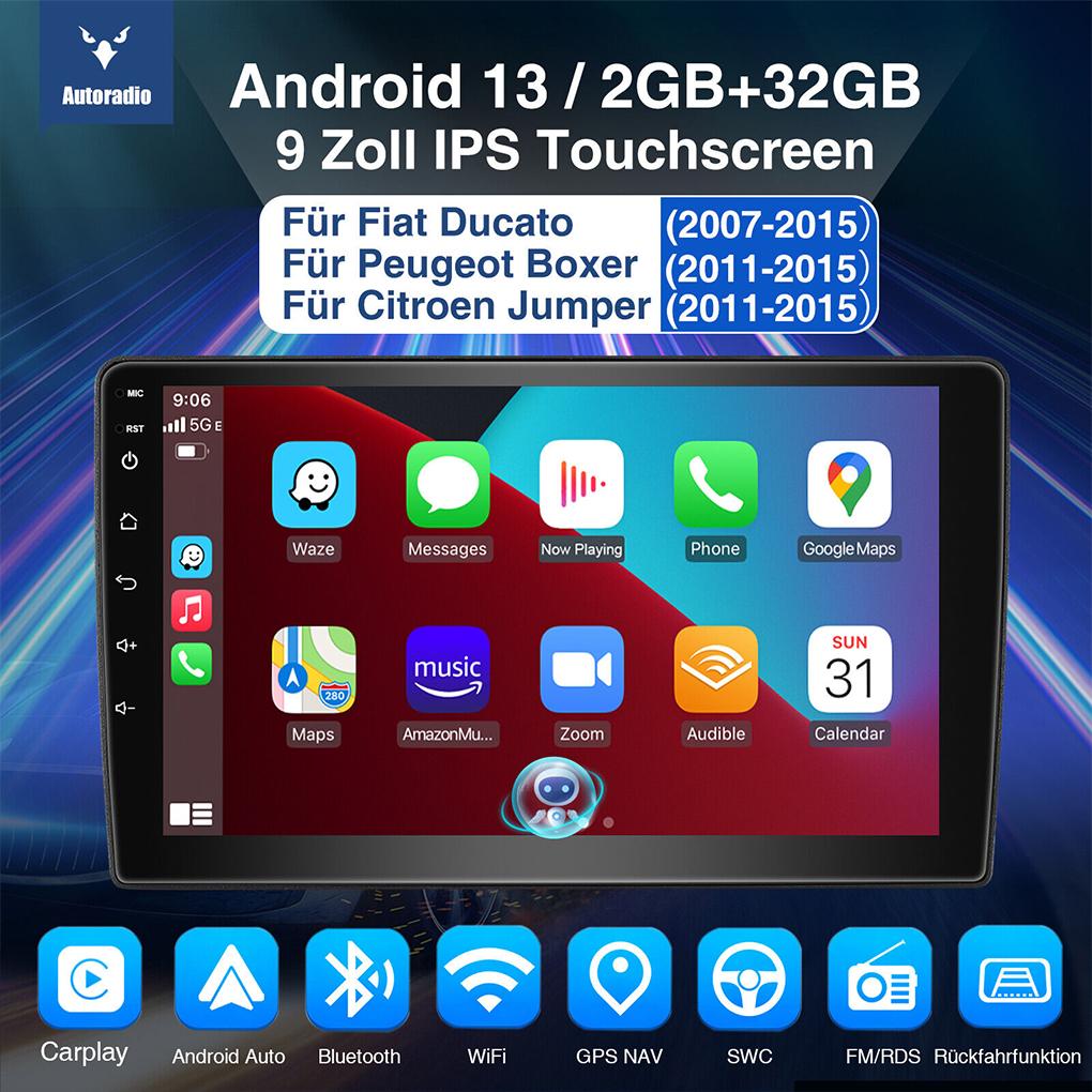 Для Fiat Ducato Citroen Jumper Android 13 9 дюймов Беспроводная Carplay автомагнитола GPS Navi WIFI AHD камера встроенная DAB Android Auto