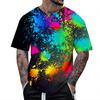 Summer Fun 3D Pattern Tie Dyeing T-shirt Color Painting 3D Printing Men's T-shirt Short Sleeve Top