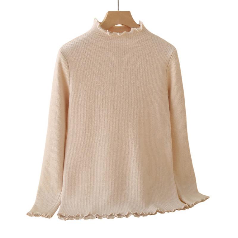 New Solid Color Bottoming Shirt Winter Clothing Fashionable and Simple Medium and Old Lace Collar Mother Clothing Shirt High Elastic Middle-aged Inner