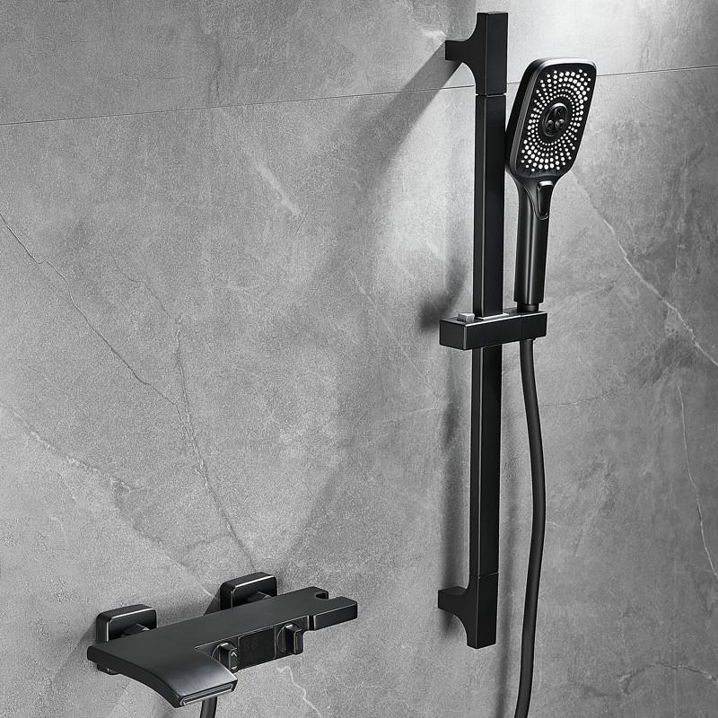 Серый цифровой дисплей для ванны и душа, настенный черный смеситель для ванны, холодная и горячая вода, белые смесители для ванны и душа