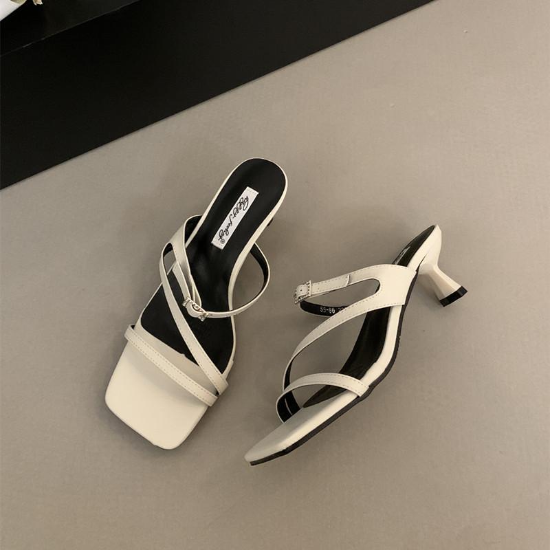 Мода Bailamos 2025 Лето Новинка Бренд Женские Шлепанцы Мода Открытый Носок Слипоны Слайды Женские Элегантные Тонкий Высокий Каблук Туфли-лодочки Слайды Му