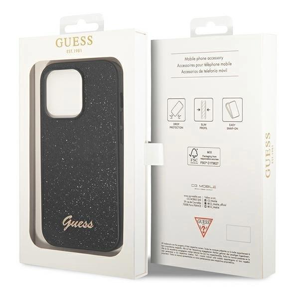 Guess Guhcp14Lhggshk Iphone 14 Pro 6.1 Black/Black Hard Case Glitter Script