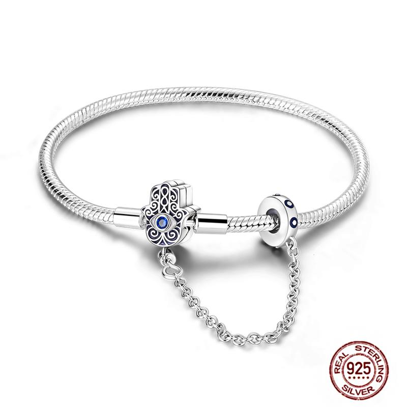 17-20CM Star Moon Bracelet 925 Copper Pink Heart Clover Charms Snake Chain Luminous Bracelet For Women DIY Birthday Zircon Gift