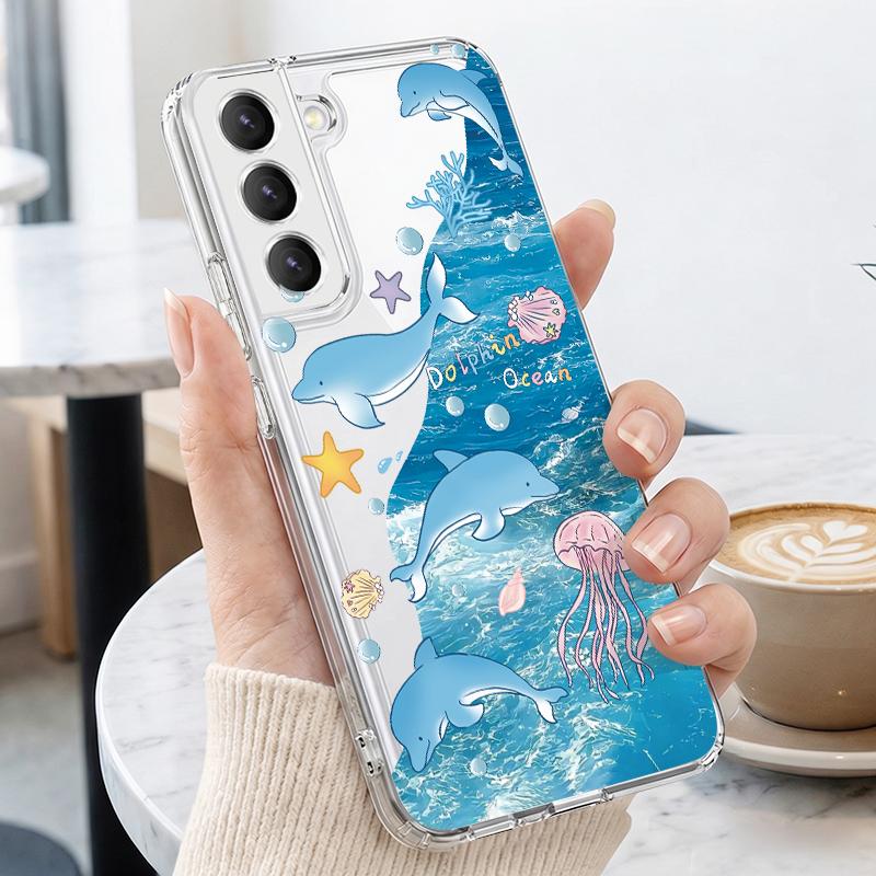Чехол для телефона "Звездное море Дельфин Приключение" для Samsung S26 S25 Ultra S24 Plus S22 S23 S21 FE A54 A15 A35 A55 A16 A36 A56 A17 A37 A57 5G Прозрачный Мягкий Чехол