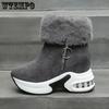 Women Ankle Boot Warm Plush Winter Shoes High Heels Snow Boots Plush Faux Fur Fleece Shoes