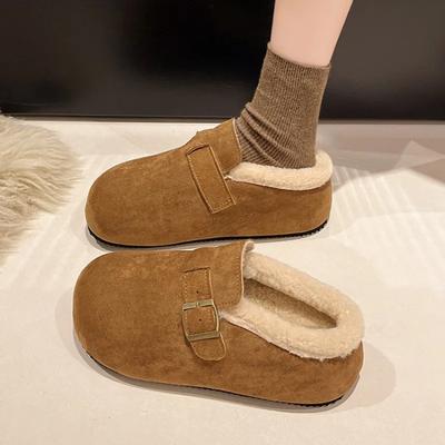 Меховые туфли-лоферы женские замшевые зимние сапоги на платформе брендовые мюли плюшевые хлопковые тапочки 2024 года тренд теплая повседневная обувь уютные ботинки женские