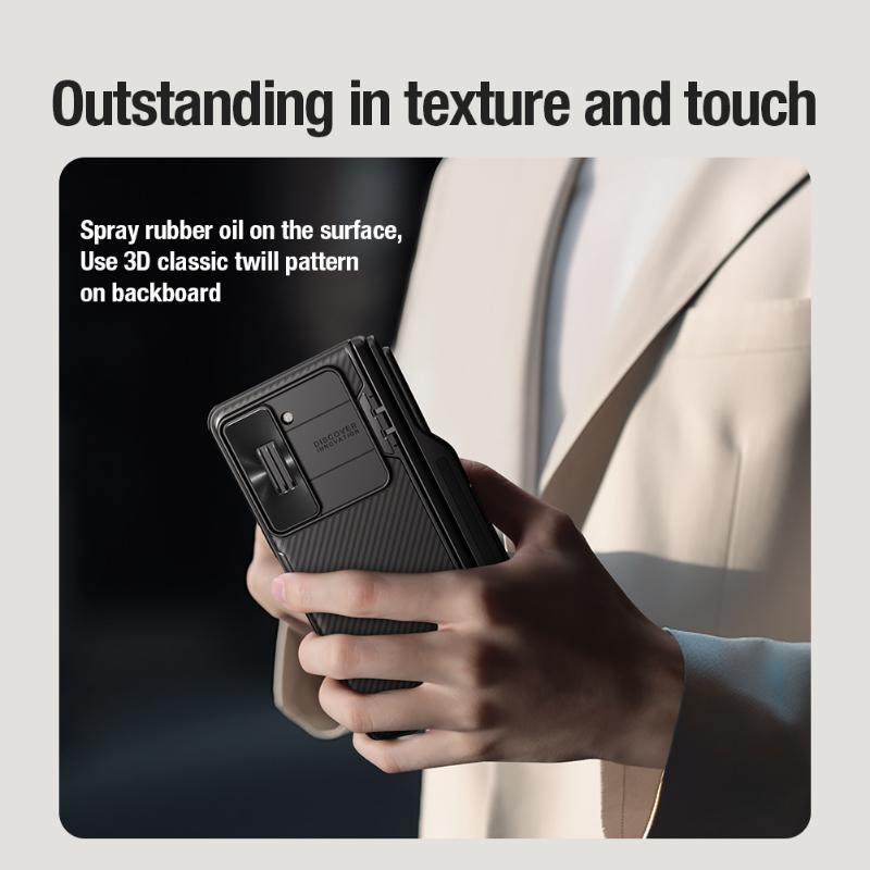 NILLKIN For Samsung Galaxy Z Fold 5 Case With Pen Slot Phone Holder Frosted Shield Fold 180°Folding Cover For Samsung Z Fold5 5G