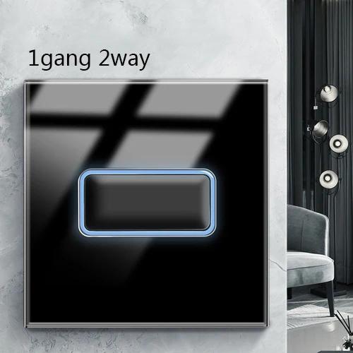 EU светодиодный настенный светильник кнопочный выключатель 1/2/3/4 Gang настенная панель универсальная черная стеклянная панель включения/выключения 16A AC 110V-220C UK двойная розетка