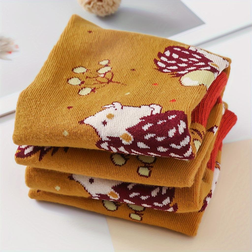 1 пара женских носков с мультяшным рисунком зебры, пчелы, ежа, коровы, забавные носки с принтом животных, модные, повседневные, цветные, хлопковые носки до щиколотки