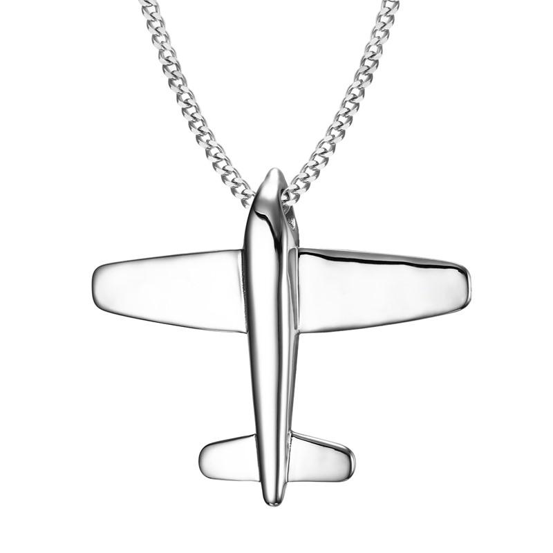 Simple Men Stainless Steel Aircraft Airplane Pendant Necklace Men Chain Necklaces Jewelry Gifts
