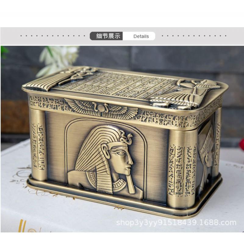 Metal Vintage Egyptian Style Jewelry Box Necklace Organizer High-end Decorative Storage