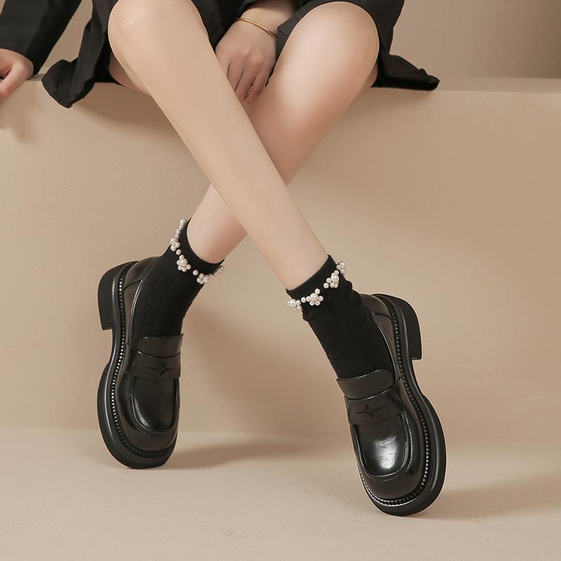 Туфли на плоской подошве из натуральной кожи Huizhou женские, виноградные, такие же, кожаные туфли, британский стиль, мокасины на высокой платформе женские