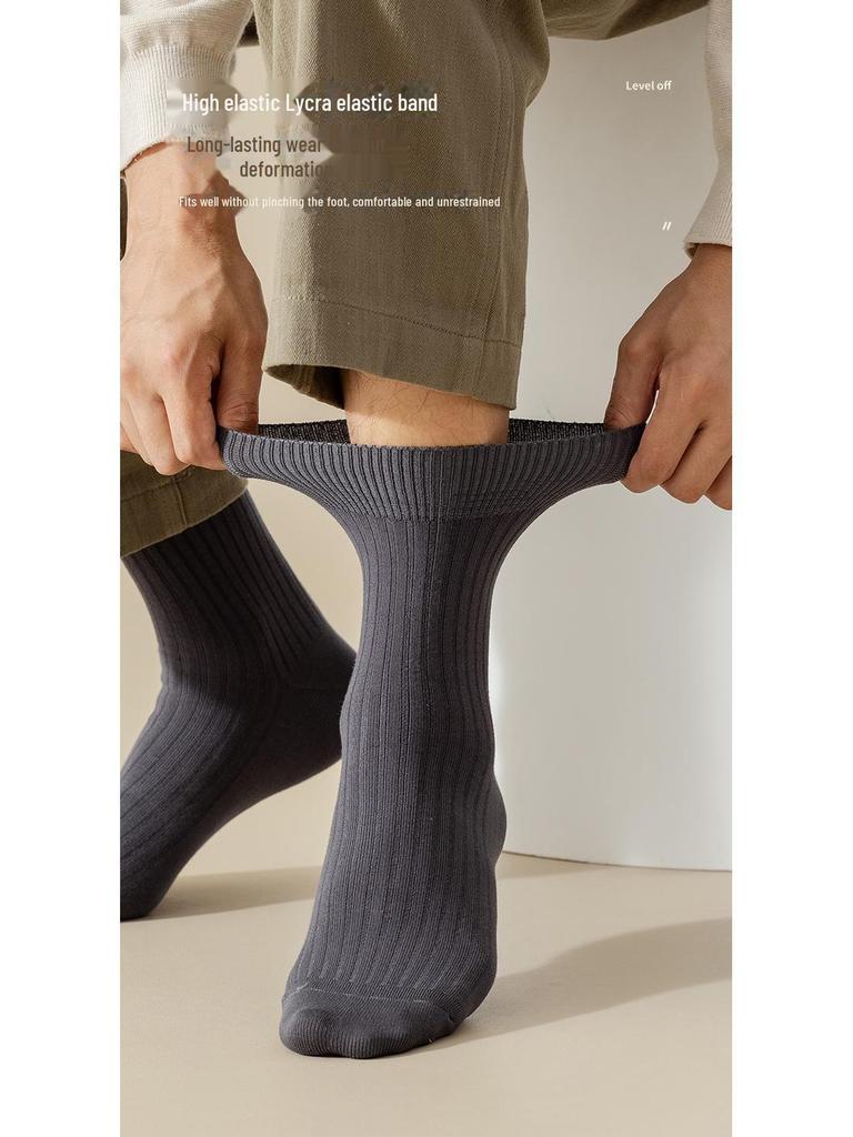 Мужские носки средней длины - 100% хлопок, дезодорирующие, впитывающие пот, для всех сезонов