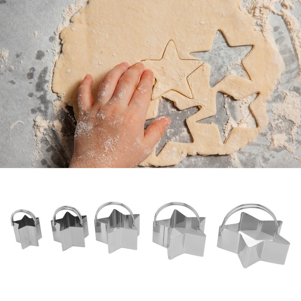 5pcs With Handle Biscuit Cutter Molds Food-Grade Stars Shaped Cookie Cutters Valentine's Day
