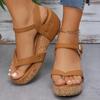 Fashion Clip Toe Wedges Rome Sandals Women 2024 Summer Ankle Buckle Platform Sandalias Mujer Pu Leather Chunky Platform Gladiator Shoes