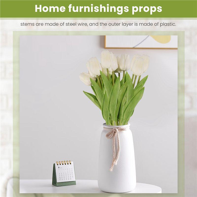 ABUL-20Pcs White 13.8Inch Artificial Tulips Flowers For Party Decoration,Wedding Home Decoration