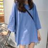 Harajuku Style Oversized T-shirt Women Printing Seven Points Sleeve Loose Round Neck Street Plus Size Top
