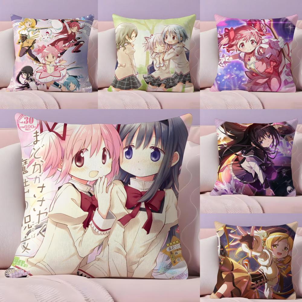 Cushion Cover Plush Fabric Soft DoubleSided Printed Sofa Warm Winter Home Gift Pillow Cover PPuella MMagi Madoka Magica
