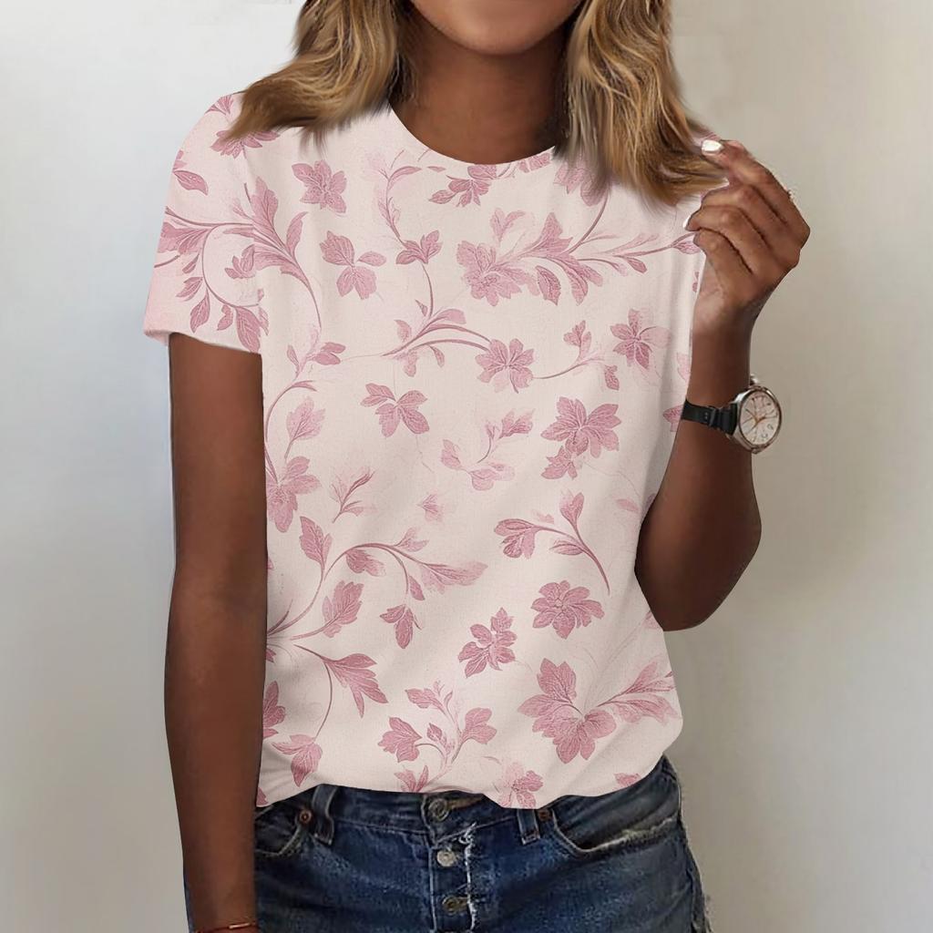 Женская мода повседневная футболка с круглым вырезом и короткими рукавами, топ, футболка, топ