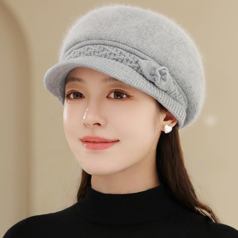Новая Женская Мода Зимняя Теплая Шапка Плюшевая Меховая Подкладка Теплые Шапки Для Женщин Повседневная Кроличья Шерсть Уличная Вязаная Шапка