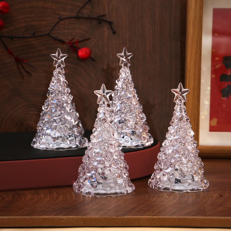 Crystal Christmas Tree Night Light Christmas Desktop Ornament Xmas Tree Lamp Christmas Gift Glow In The Dark Home Decor