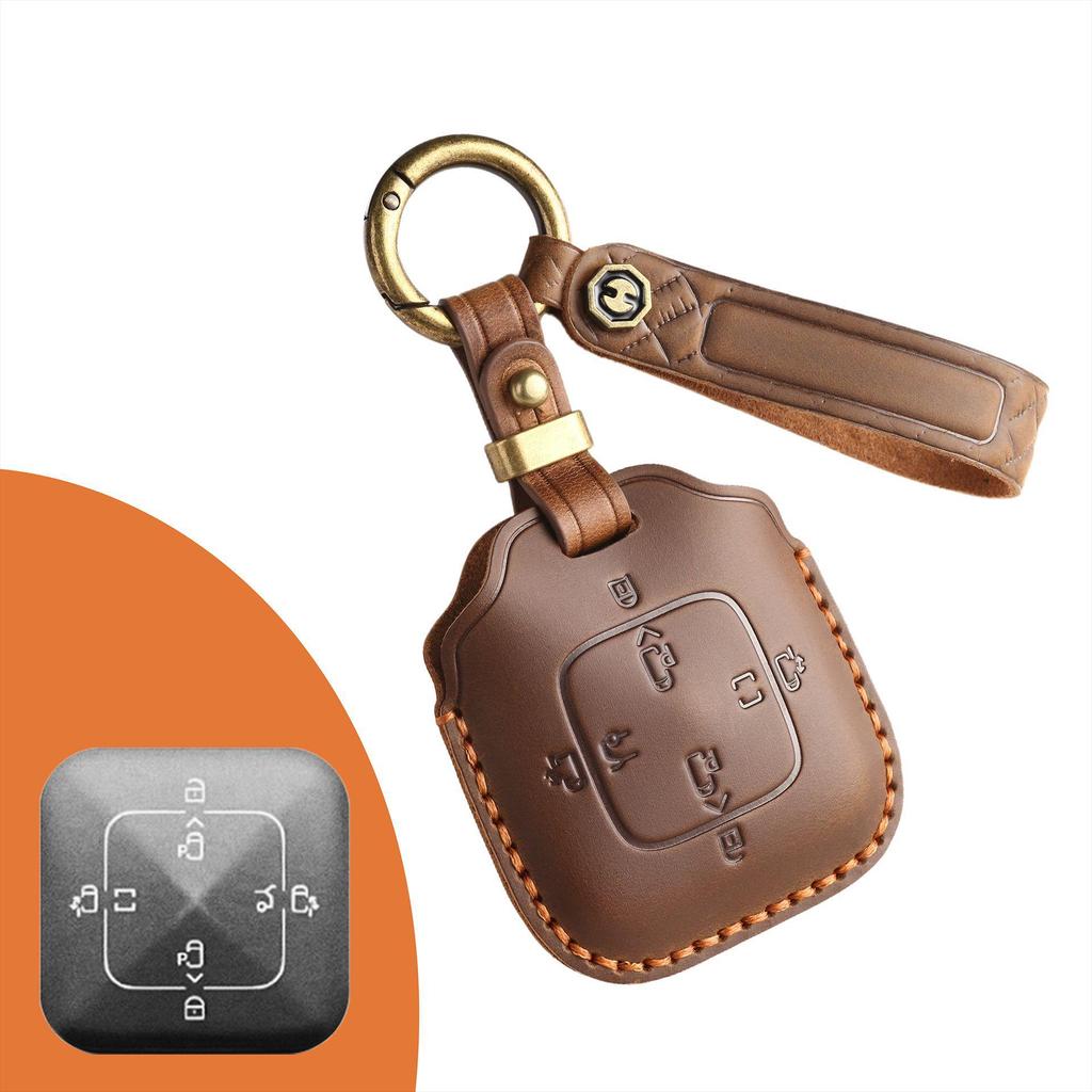 Чехол для ключа из натуральной кожи в ретро-стиле для Zeekr 001/007