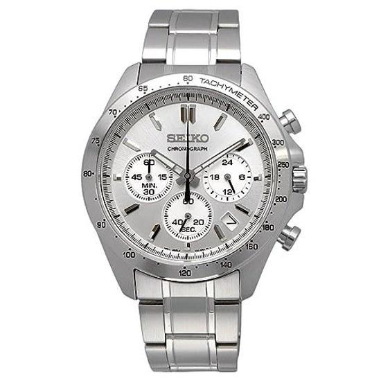 SEIKO Мужские кварцевые наручные часы с хронографом 1/5 секунды SBTR009 Серебристые